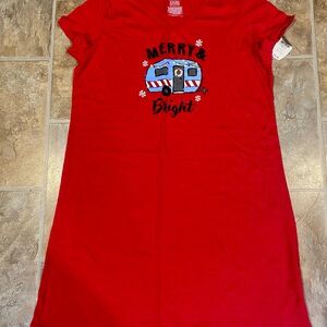 NWT Secret Treasures Red Kids Nightgown with Merry & Bright Camper
